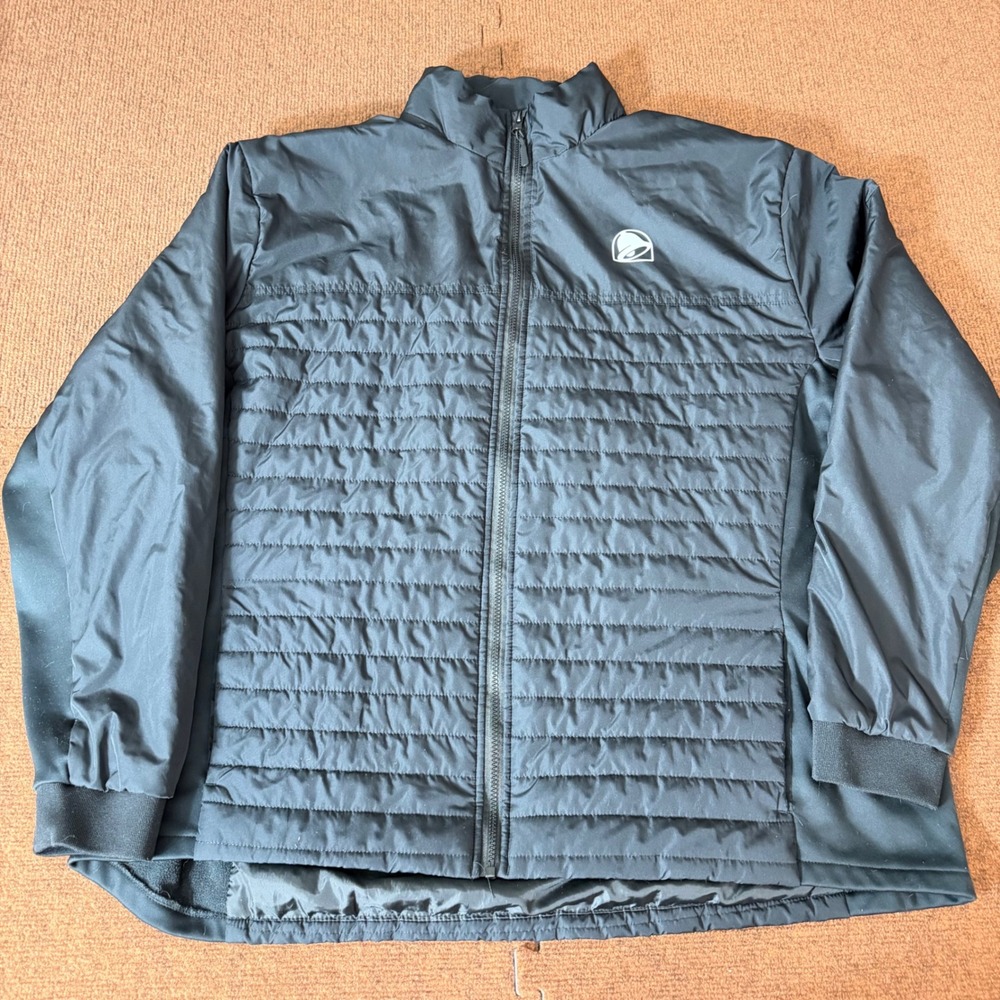 Taco Bell‎ Employee Uniform Jacket Black Quilted Puffer Full Zip 3X TBN4001BK